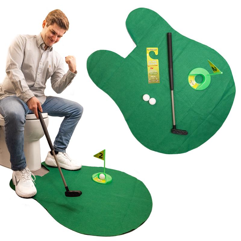 Potty Putter Toilet Time Golf Game | Novelty Gift for Golfers | Practice Your Putting Anytime | Green