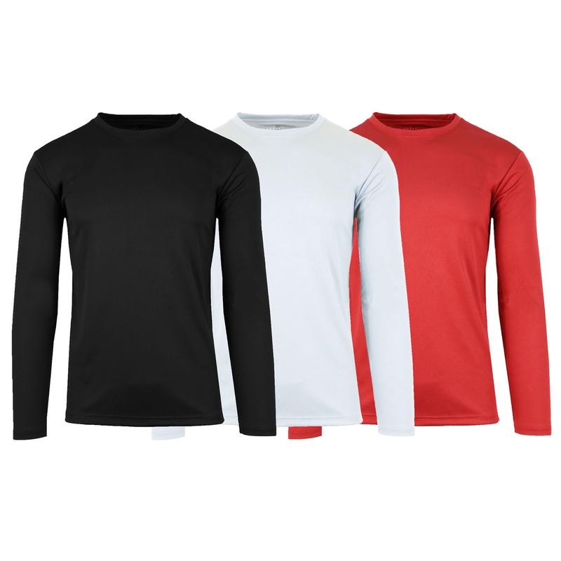 Men's 3-Pack Moisture Wicking Long Sleeve Peformance Tagless Tee