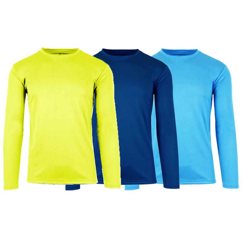 Men's 3-Pack Moisture Wicking Long Sleeve Peformance Tagless Tee