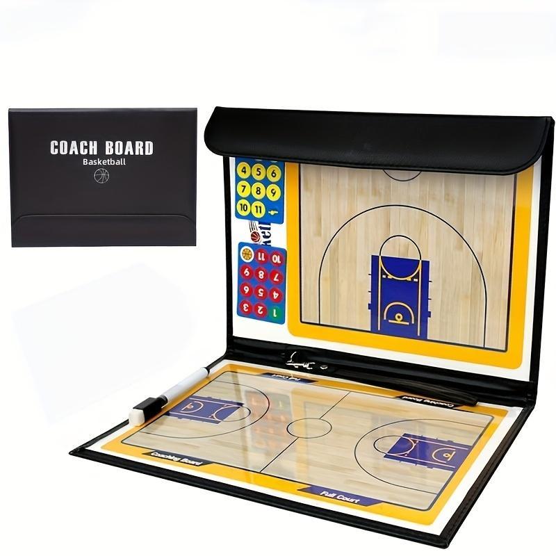 Basketball Coach Board, 1 Set Double Sided Tactical Board & Pen & Magnetic Pieces, Basketball Training Equipment for Coaches & Players