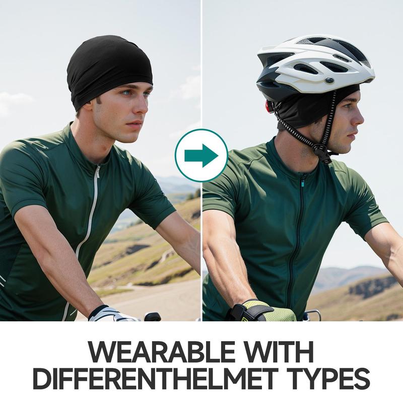 Solid Color Cooling Skull Cap, Sweat Wicking Cycling Running Beanie, Motorcycle Hat, Helmet Liner for Men & Women