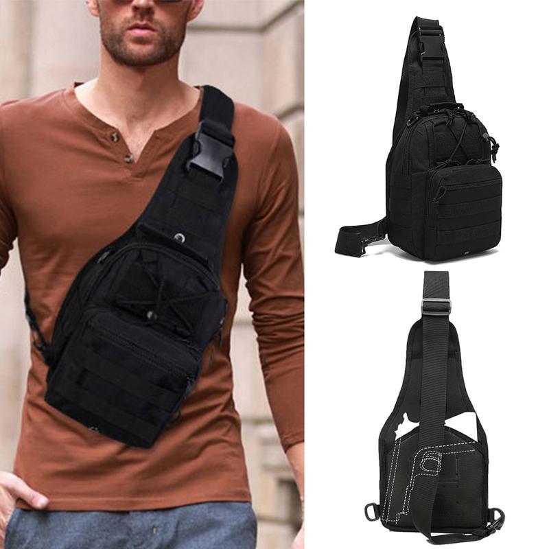 Tactical Shoulder Sling Bag Small Outdoor Chest Pack for Men Traveling, Trekking, Camping, Rover Sling Daypack Black