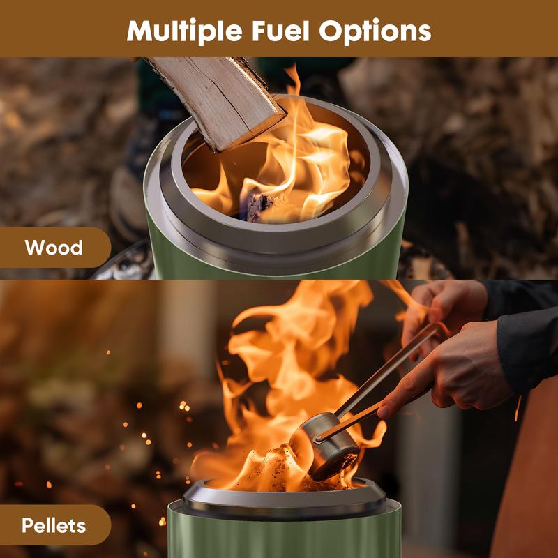 Sweet Furniture F Smokeless Fire Pit for Christmas Gift, 304 Stainless Steel Tabletop Firepit Wood Pellets Burning Fire Pits for Camping, Bonfire, Low Smoke Portable Firepits for Outdoor Patio Backyard