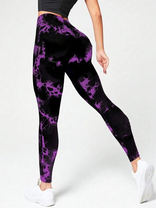 Women's Tie Dye Print High Waist Sports Leggings, Casual Comfy Breathable Skinny Pants for Yoga Gym Workout Running, Ladies Sportswear for All Seasons