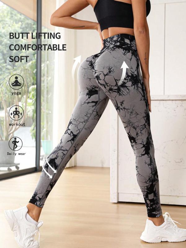 Women's Tie Dye Print High Waist Sports Leggings, Casual Comfy Breathable Skinny Pants for Yoga Gym Workout Running, Ladies Sportswear for All Seasons