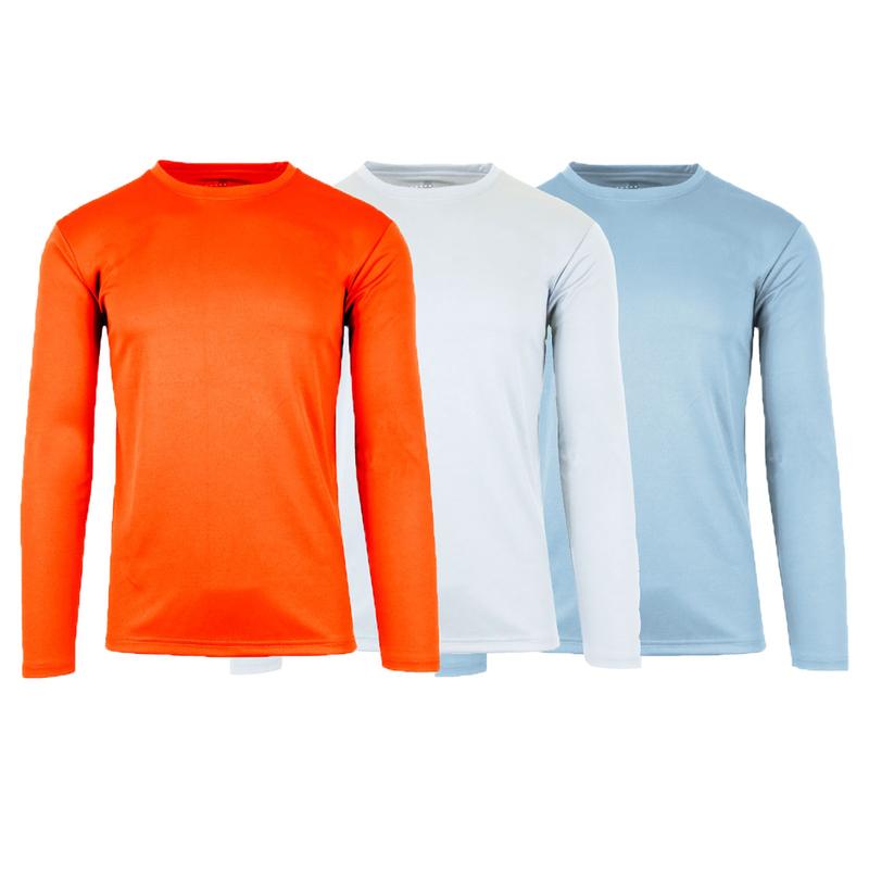 Men's 3-Pack Moisture Wicking Long Sleeve Peformance Tagless Tee