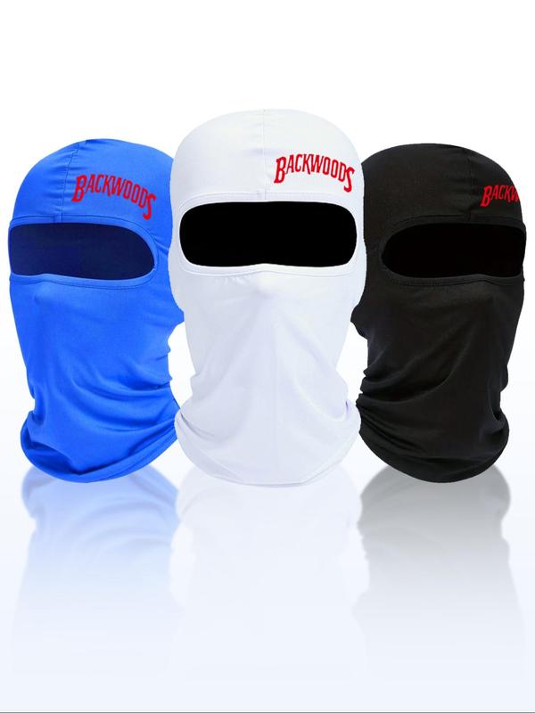 Letter Print Balaclava Hat, Outdoor Full Face Covering Single Hole Mask, Breathable Quick Drying Outdoor Motorcycle Riding Mask