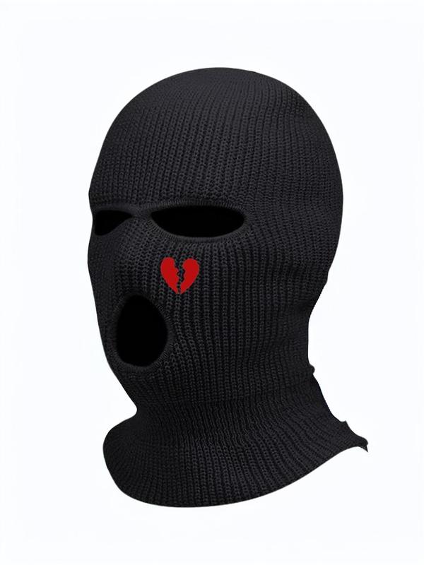 Heart Embroidery Knitted Full Face Cover, New Trendy Balaclava Cap Ski Mask, All Seasons Outdoor Sports Ski Cover for Men Women Uv Protector Motorcycle