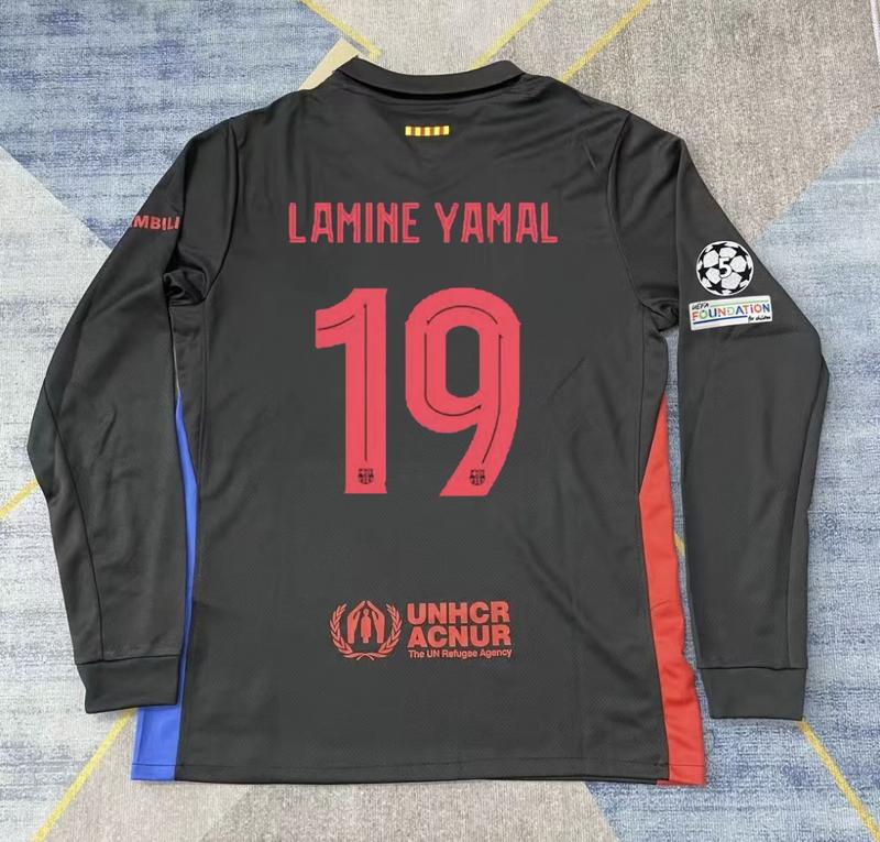 Long-sleeved football jersey Yamal 19 10  Pedri 8 Olmo 20  Black Barca Men's Barcelona neymar jersey