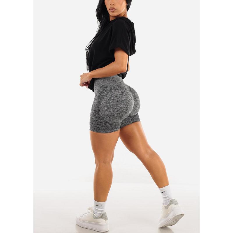 High Waist Butt Shaping Scrunch Gym Shorts Dark Grey