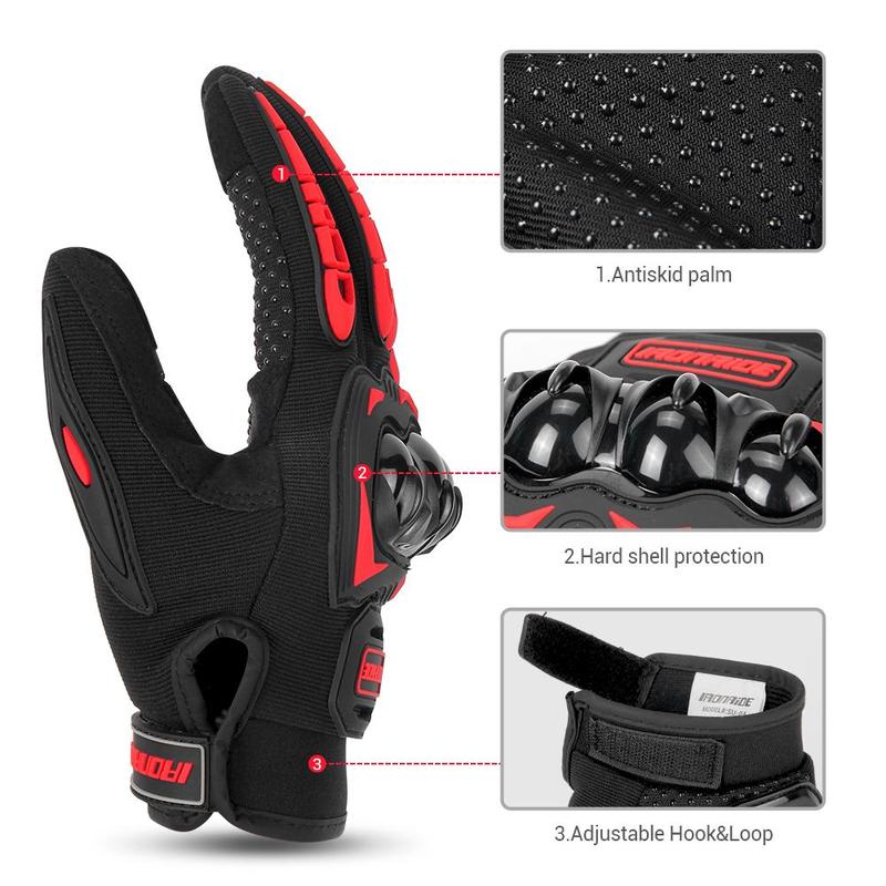 Breathable Full Finger Motorcycle Gloves, 1 Pair Full Finger Breathable Dirt Bike Gear Gloves, Protective Riding Gloves for Men & Women, Outdoor Sports Protection Racing Riding Gloves