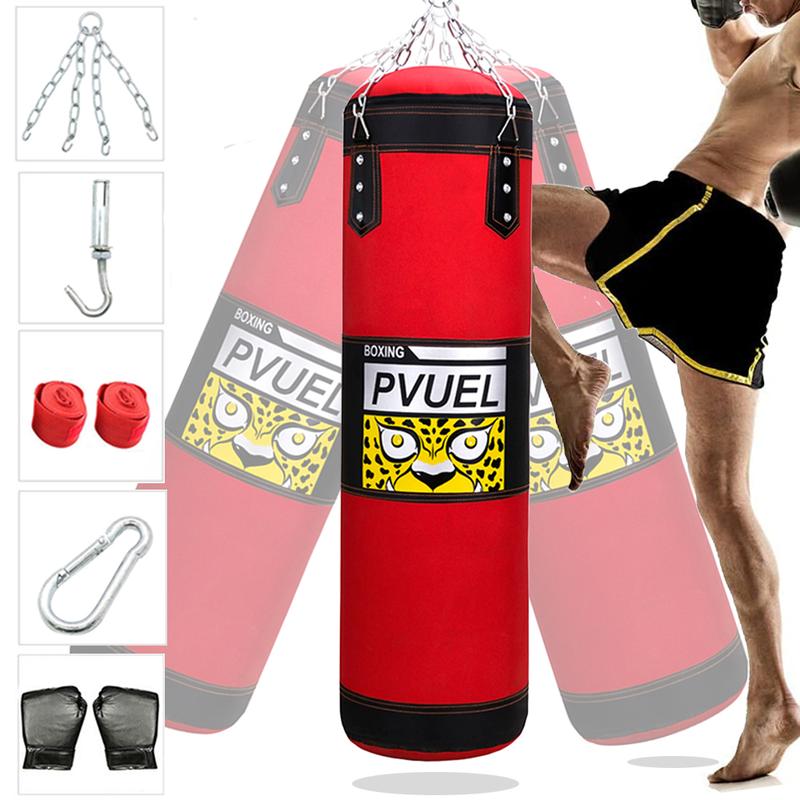 Heavy Boxing Punching Bag Gloves Set for MMA Kickboxing Karate - Red Unfilled