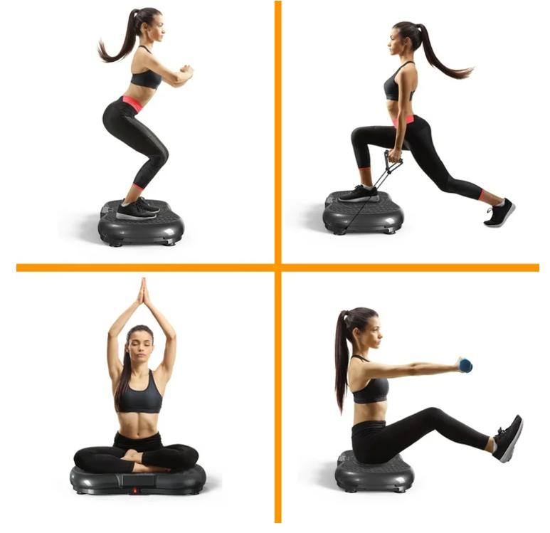 Bigzzia Vibration Plate Exercise Machine Whole Body Workout Vibration Fitness Platform w  Loop Bands Jump Rope Bluetooth Speaker Home Training Equipment for Weight Loss & Toning