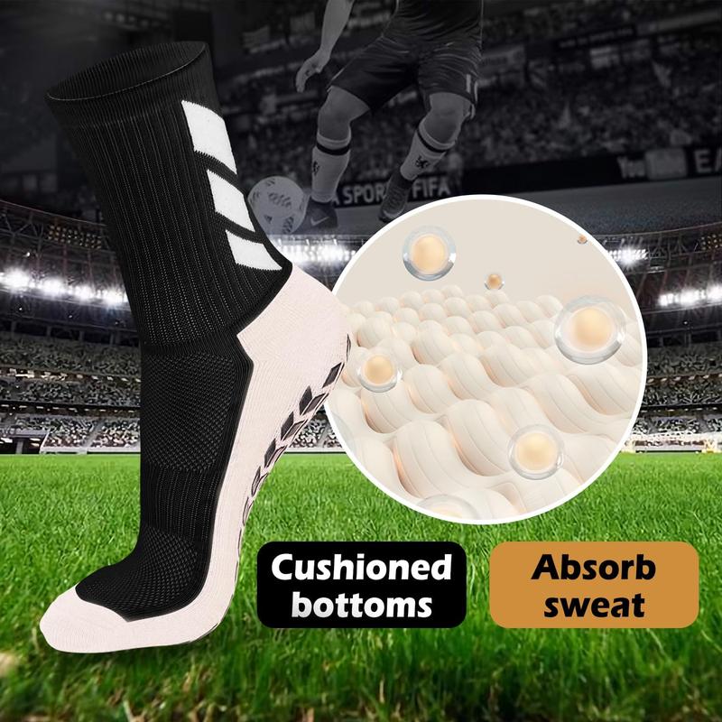 Black Soccer Socks Non Slip Socks Mens Hospital Socks for Men Grip Volleyball Basketball Football Pilates Grip Pads