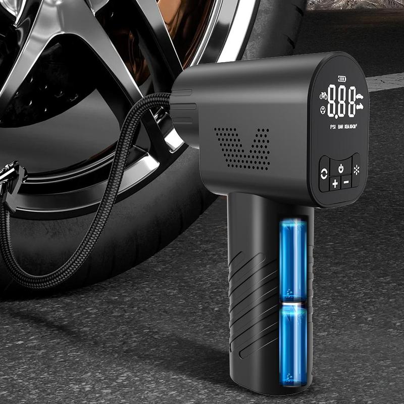 Wireless Car Air Compressor, Rechargeable Electric Tire Inflator Pump with Digital Display, Multifunctional Car Tire Inflator Pump for Motorcycle Bicycle Boat