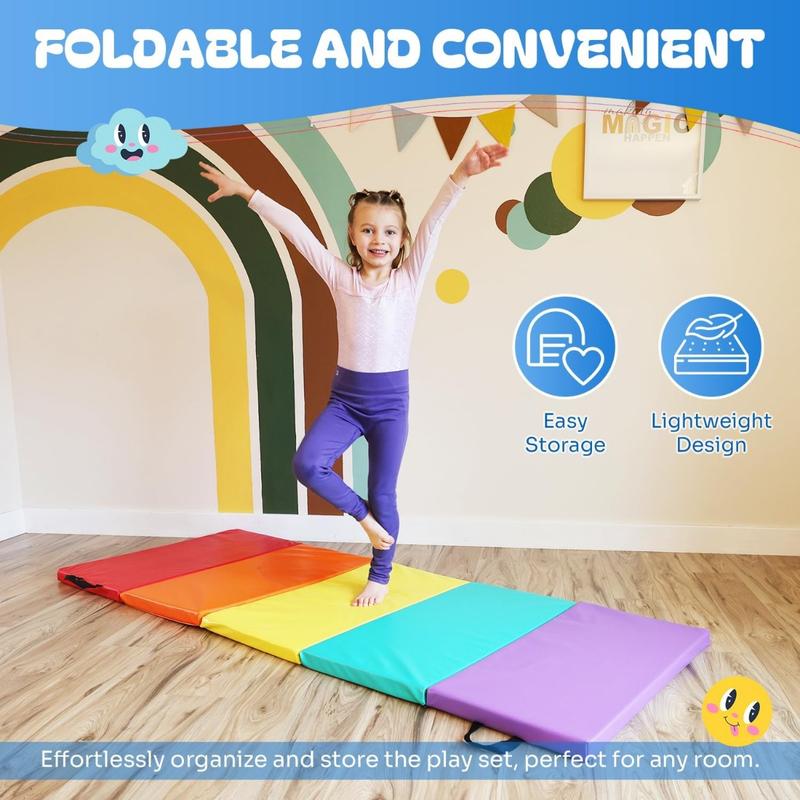 Tumbling Mat for Kids - Gymnastics Mat - Folding Exercise Tumble Mat for Home Gyms