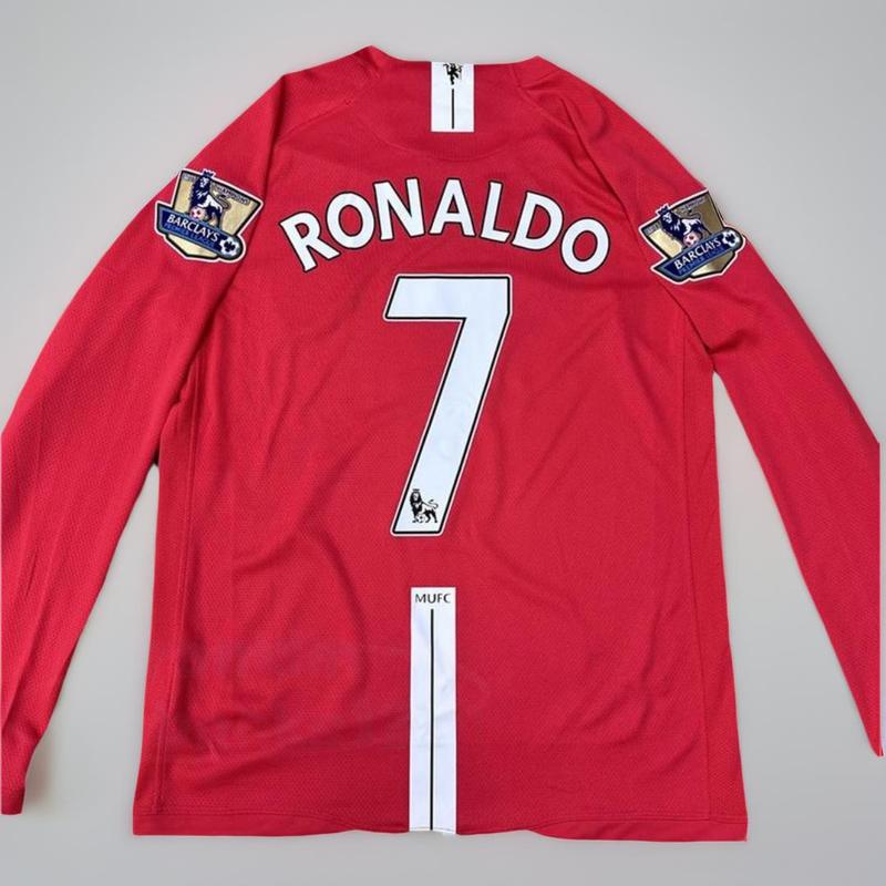 Soccer Jersey Fans Version Home kit Cristiano Ronaldo #7 Red Long Sleeves Football Jerseys