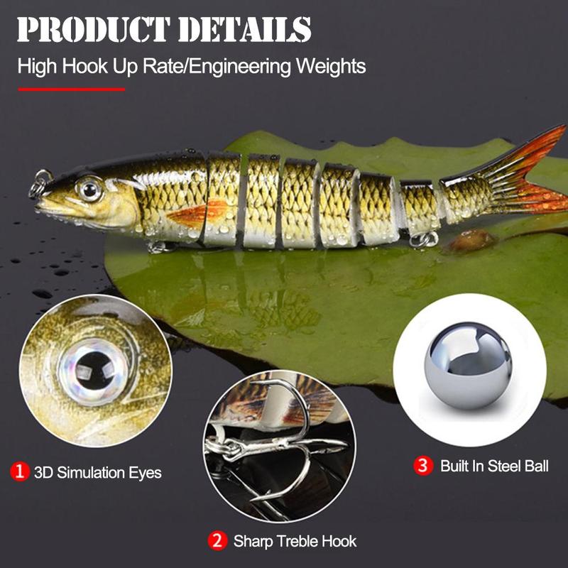 5pcs set Multi-section Fishing Lure, Lifelike Jointed Fish Bait, Slow Sinking Crank Bait for Fishing, Fishing Equipment, Flyfishing, Solocamping, Picnicaesthetic, Summer Gift