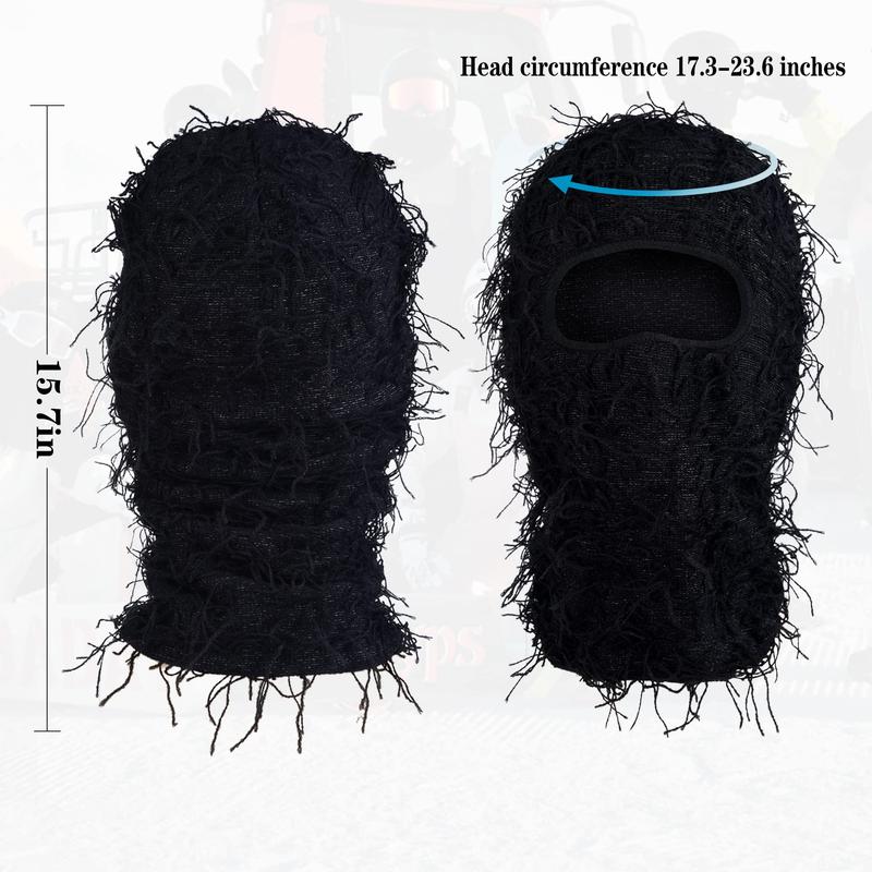 Men Women Distressed Balaclava Ski Mask Full Face Knitted Fuzzy Balaclava Windproof Shiesty Distress Mask for Outdoor Cold Weather