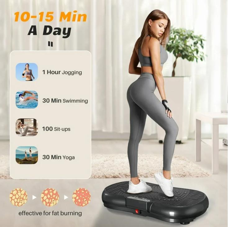 Bigzzia Vibration Plate Exercise Machine Whole Body Workout Vibration Fitness Platform w  Loop Bands Jump Rope Bluetooth Speaker Home Training Equipment for Weight Loss & Toning