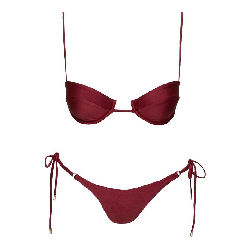 Presson Shine Underwire Bikini Top Burgundy