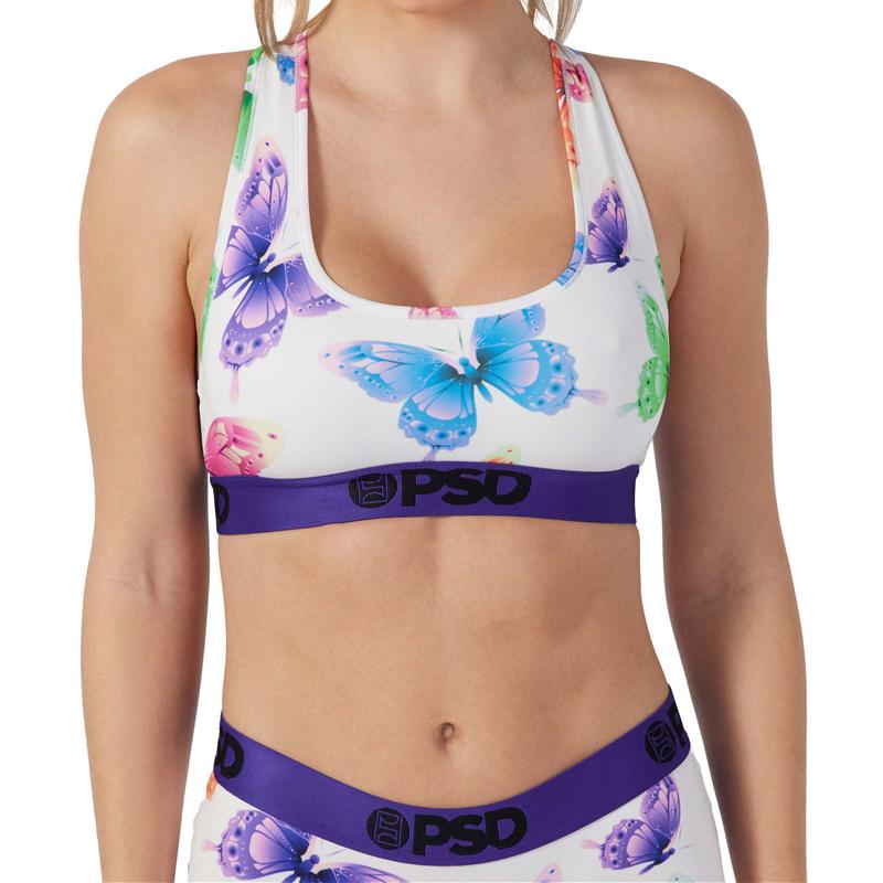 PSD Women's Femme Butterfly Racerback Sports Bra - Comfortable, Breathable, Ultra-light Fabric