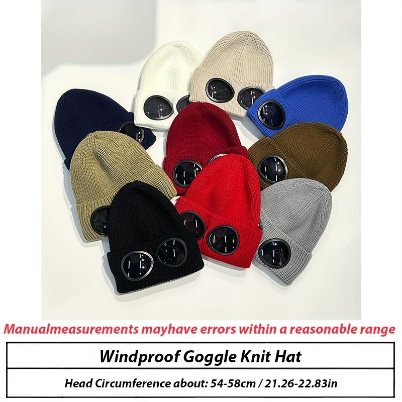 Windproof Knit Beanie with Goggles - Thick, Warm & Stylish for Skiing | Ear Protection Winter Hat