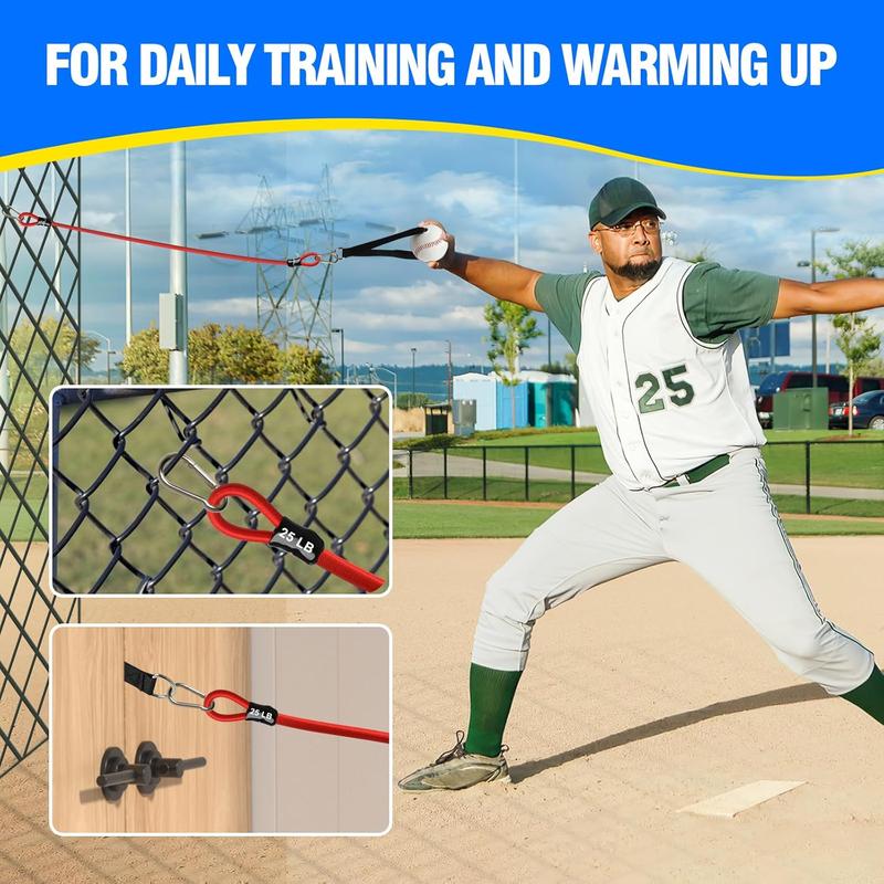 Baseball Bands, 16 count, Highly Elastic & Durable Baseball Arm Bands, Baseball Resistance Trainer with Interchangeable Grips, Ideal for Baseball Training, Warm-Ups & Beginner Learning