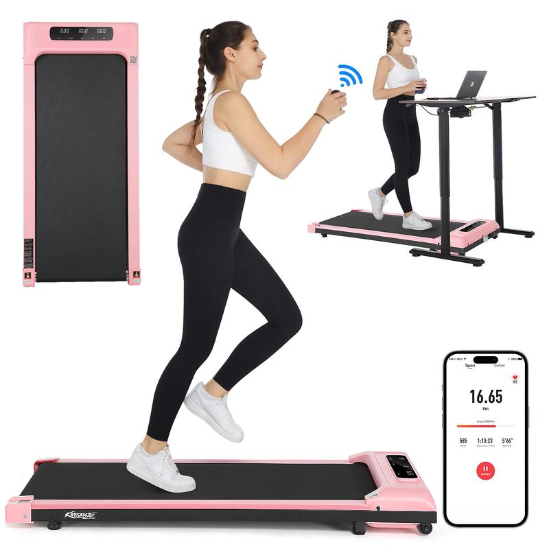 Walking Pad App & Remote Controlled Under Desk Treadmill Quiet, Flat Portable Treadmill with LED Display, Installation-Free for Home Office