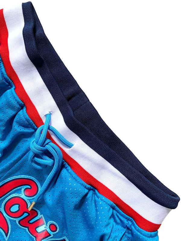 Men's Letter & Graphic Embroidery Drawstring Waist Pocket Basketball Shorts, Casual Breathable Quick Drying Zipper Pocket Back Shorts for Summer, Men's Sports Bottoms for Daily Wear