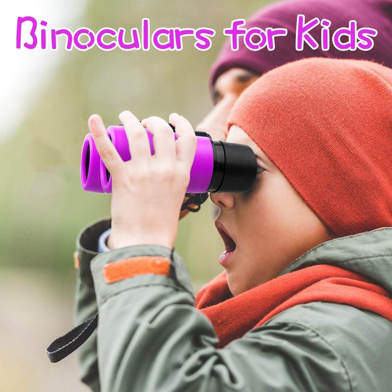 Kids Binoculars Shock Proof Toy Binoculars Set for Age 3-12 Years Old Boys Girls Bird Watching Educational Learning Hunting Hiking Birthday Presents