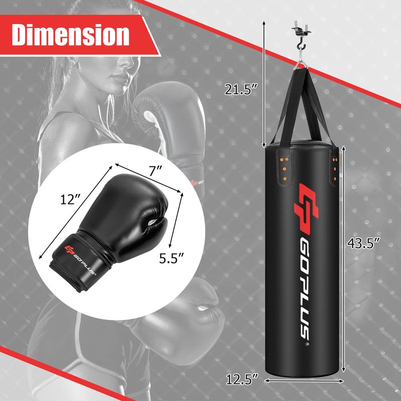 4-In-1 Multigot Heavy-Duty Hanging Punching Bag Set - Unfilled Kick Boxing Bag with Premium Gloves and Adjustable Straps for Intensive Training and Fitness Workouts