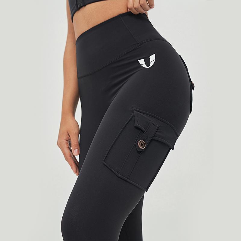 FIRMABS High Waist Cargo Leggings for women,Tummy Control Side Pockets Shaping Gym Wear