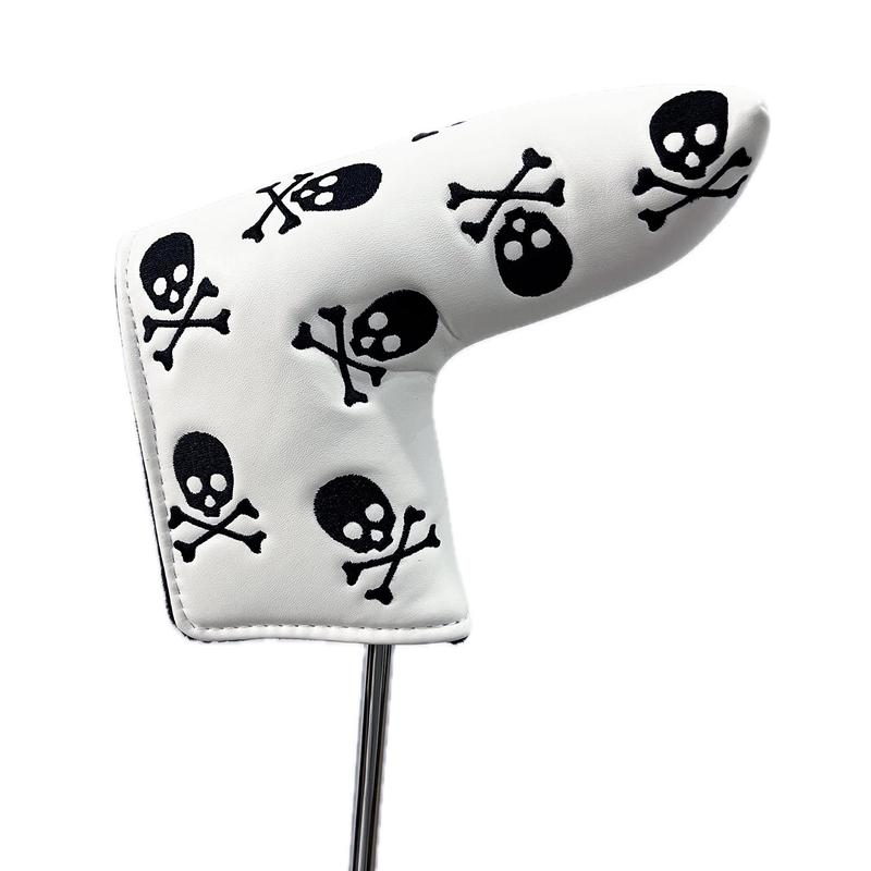 Skull Pattern Golf Blade Putter Head Cover, Halloween Themed PU Waterproof Golf Club Head Cover, Golf Accessories, Ideal Gift for Golf Lovers