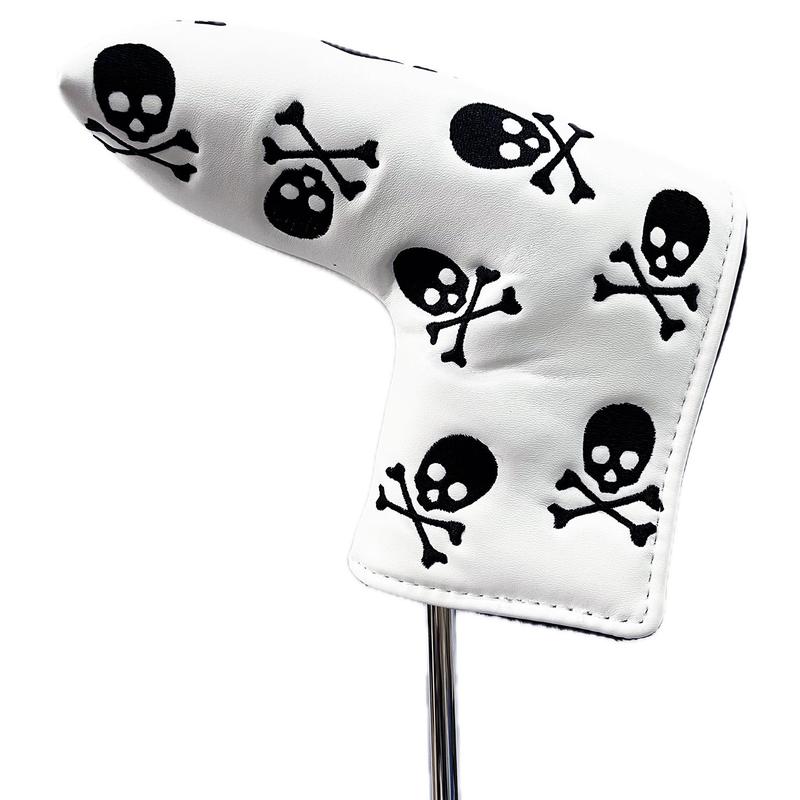 Skull Pattern Golf Blade Putter Head Cover, Halloween Themed PU Waterproof Golf Club Head Cover, Golf Accessories, Ideal Gift for Golf Lovers