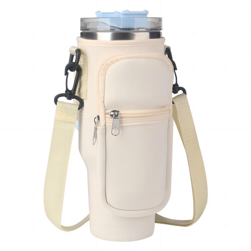 Water Bottle Storage Bag with Shoulder Strap & Pocket, Portable Water Bottle Carrier Bag for Tumbler Cup, Drinkware Accessories for Outdoor Sports