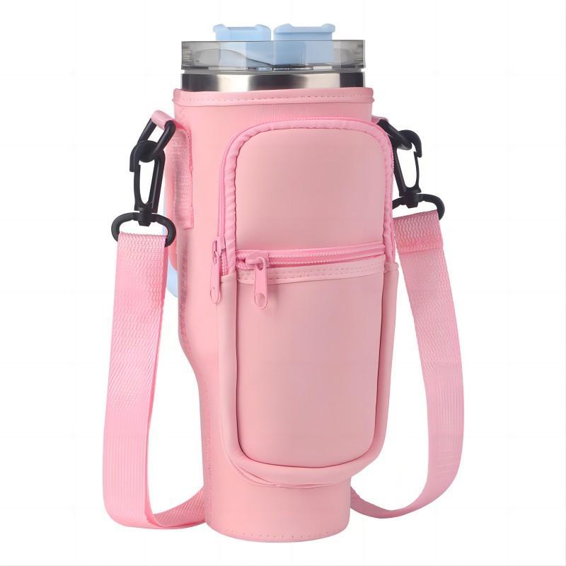 Water Bottle Storage Bag with Shoulder Strap & Pocket, Portable Water Bottle Carrier Bag for Tumbler Cup, Drinkware Accessories for Outdoor Sports