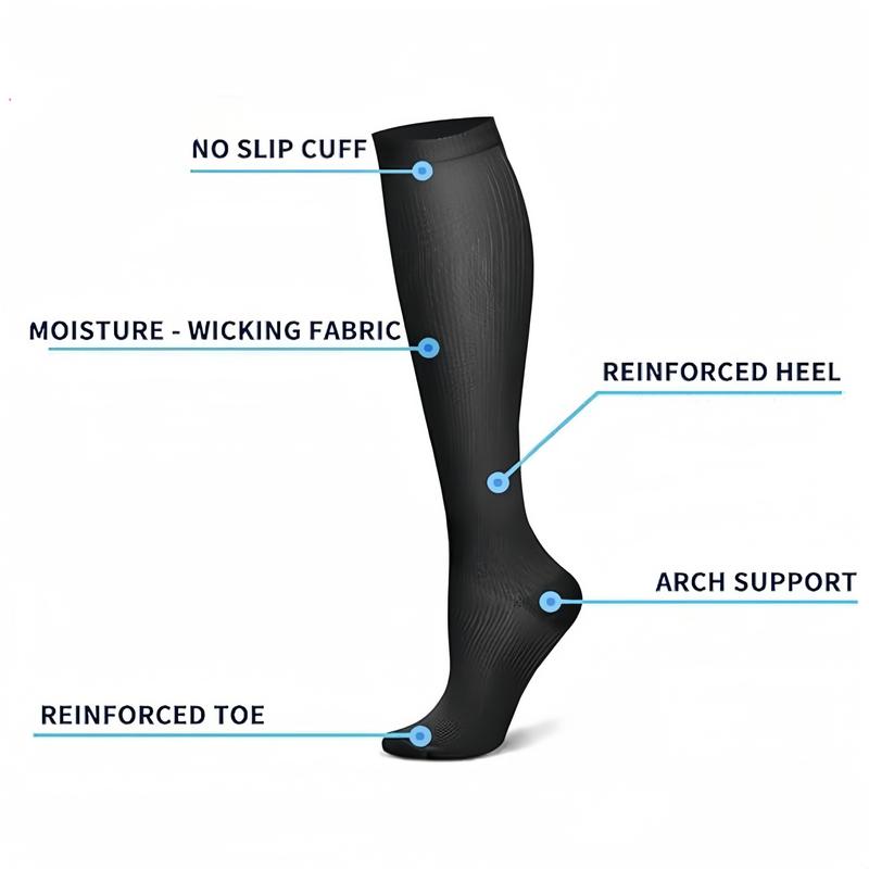 ISUNIE Sports Socks Stripe Print Knee High Socks Black Socks for Women & Men for Athletic & Daily,Running,Climbing,Hiking, Women's Fuzzy