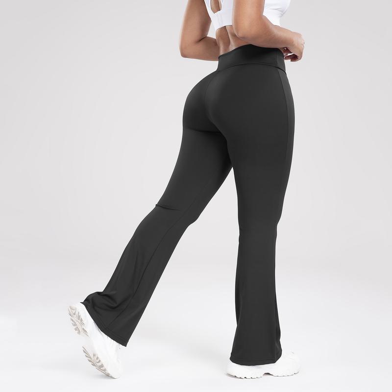 Women's Solid Color Flare Leggings for Running and Yoga, High Waist Wide Leg Bootcut Pant Sports Pants for All Season