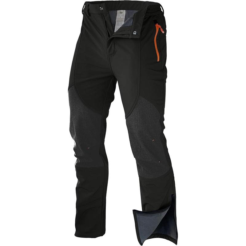 Men's Snow Ski  Hiking Pants Fleece Lined Softshell Insulated Snowboard Outdoor Work Zipper Bottom