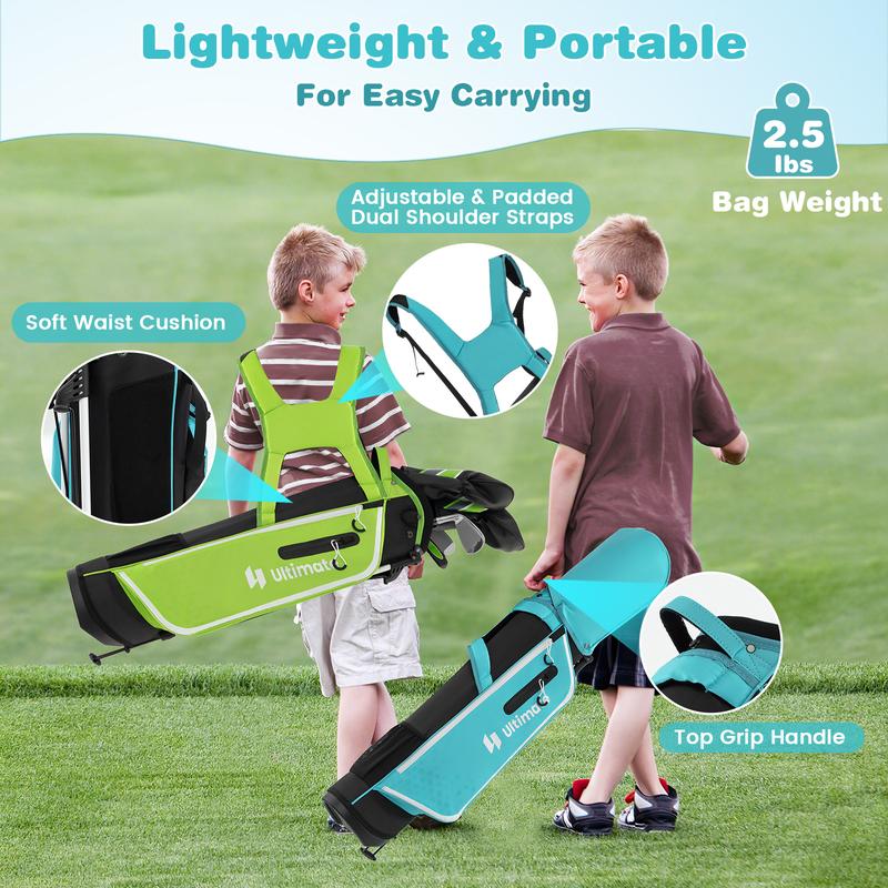 FestivalJoy-Junior Complete Golf Club Set with Stand Bag Rain Hood-Blue