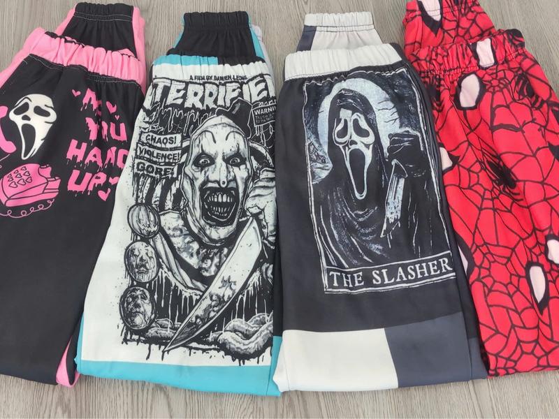 Preview Trick or Treat, Halloween Jogger Pants, Horror Movie Pants, Jogger Pant For Men and Women, Horror Patchwork Sweatpants