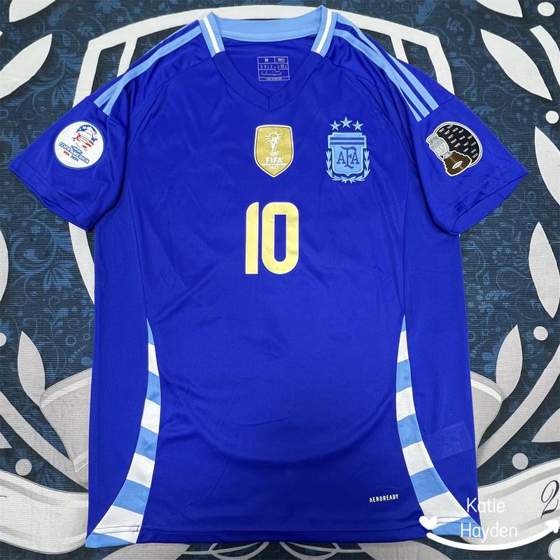 2024 Copa America Argentina Away Messi NO.10 Blue Short Sleeve Soccer Jersey