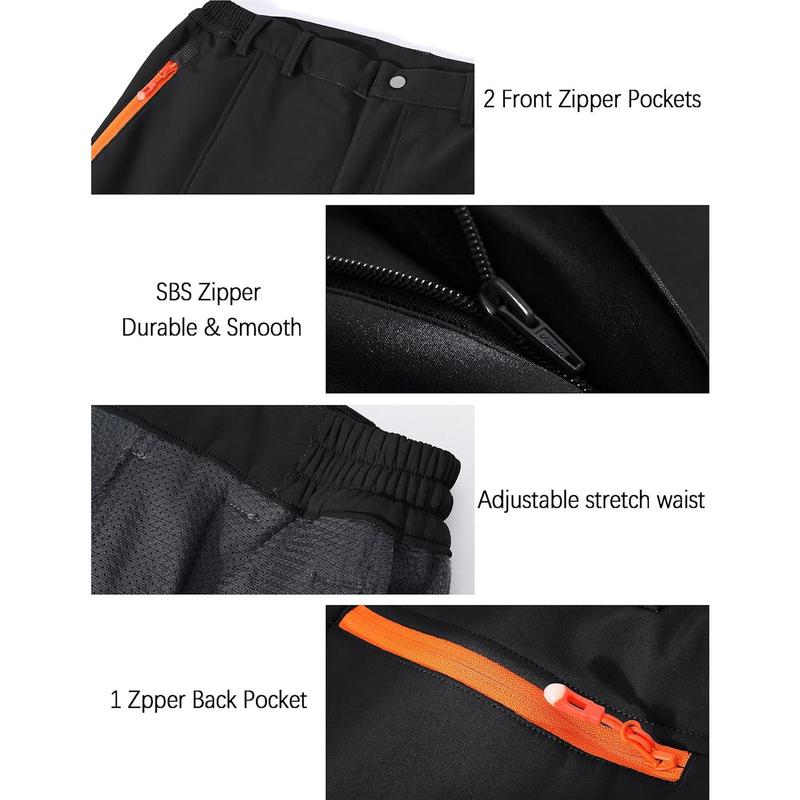 Men's Snow Ski  Hiking Pants Fleece Lined Softshell Insulated Snowboard Outdoor Work Zipper Bottom