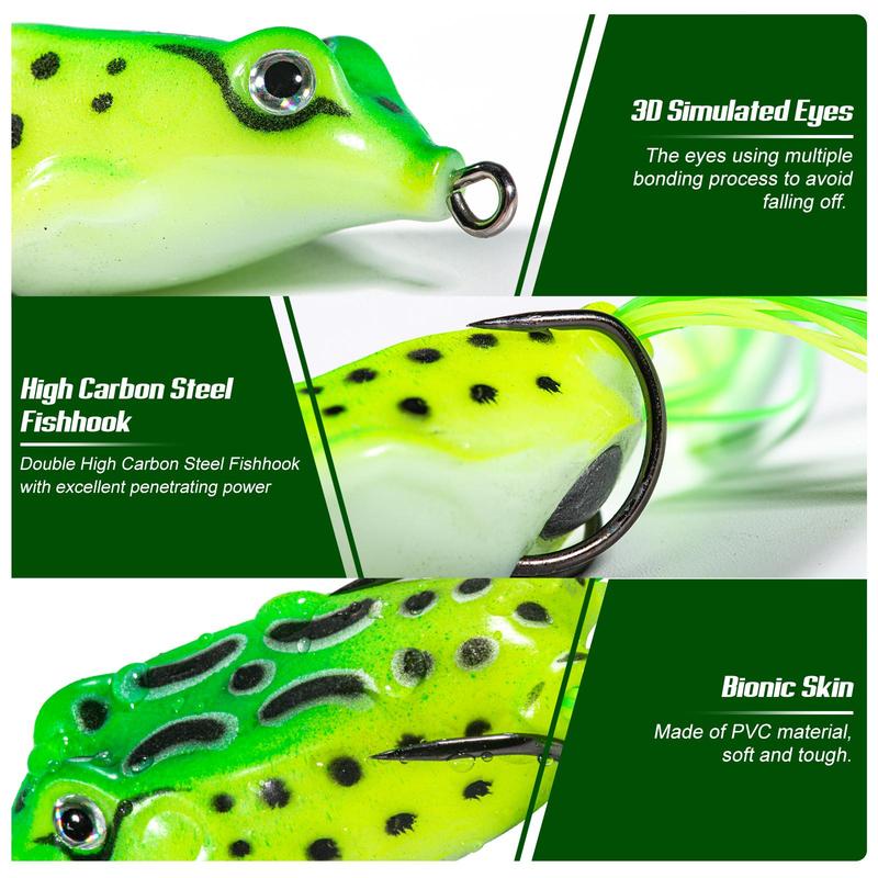 10pcs Ray Frog Baits, Summer Soft Fishing Lures, Mixed Size Simulated Frog Baits Fishing Baits, Outdoor Fishing Accessories, Swimbait Floating Bait for Flyfishing, Solocamping, Picnicaesthetic, Halloween Fishing Equipment, Fishing Stuff