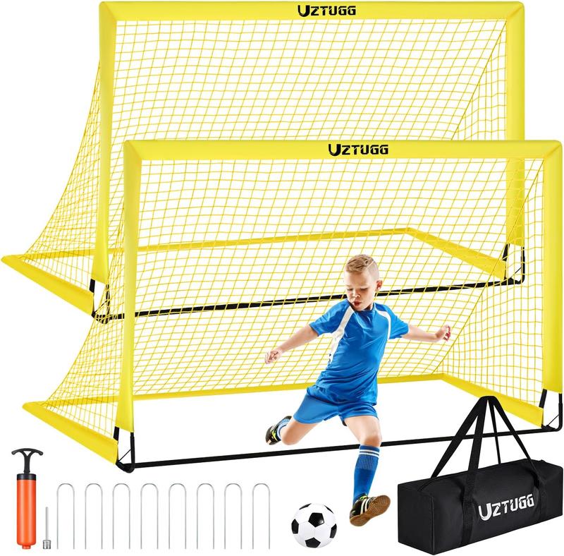 Soccer Goals for Backyard, Soccer Goals Set with Soccer Ball and Ball Pump, 2 Pack 6' x 4' Soccer Goal Training Equipment, Perfect for Games  Practic,Youth  Adult Folding Indoor  Outdoor Goals Multiple Sizes  Colors,Best Christmas Gift