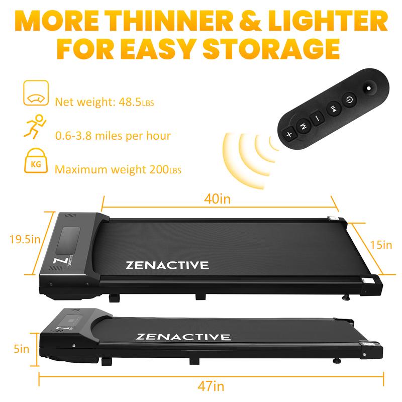 ZenActive Walking Pad, Under Desk Treadmill, Walking Treadmill 2 in1 for Home Office with Remote Control, Portable Treadmill, Walking Jogging and Running Machine with LED Display