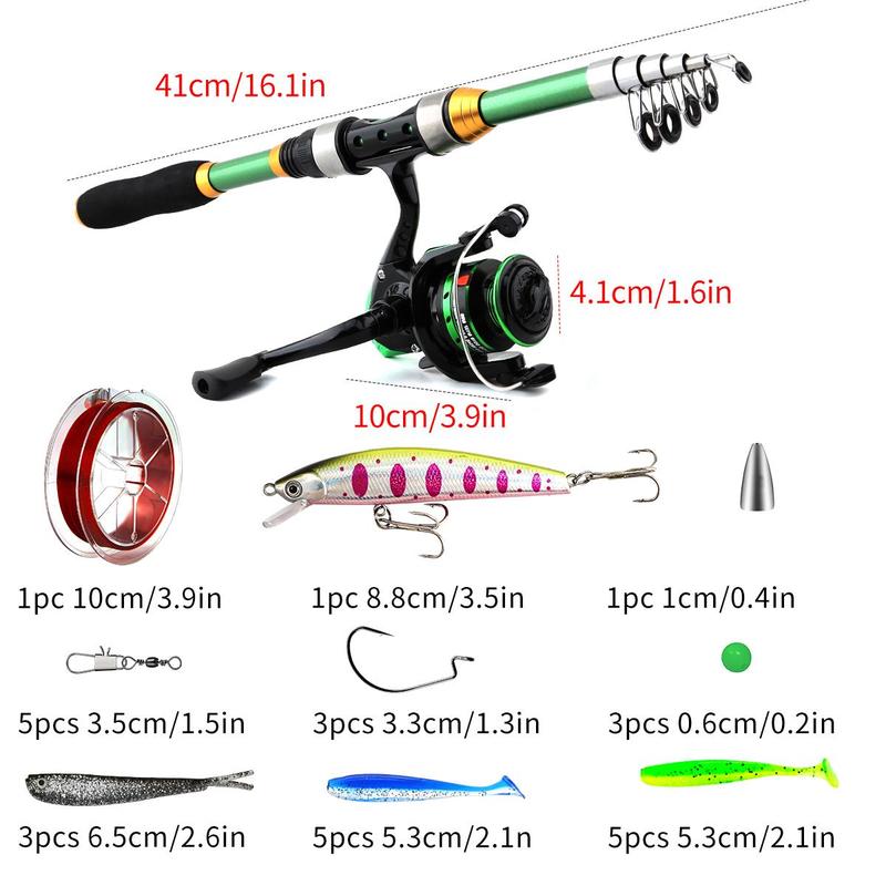 Fishing Rod & Reel Set, 1 Set Portable Fishing Rod & Reel & Fishing Accessories & Storage Bag, Fishing Accessories for Outdoor Fishing