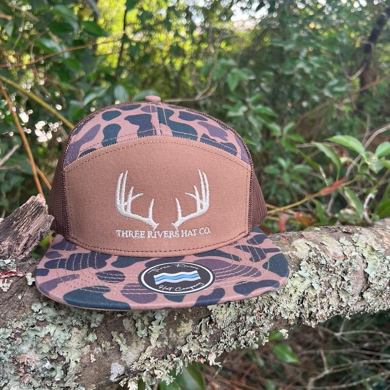 Classic Whitetail Rack-Old’s Cool Camo Flatbill 7 panel Snapback-(2 colors to choose from)