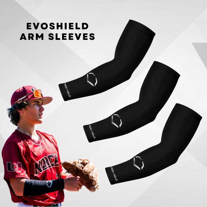 Evoshield Compression Black Arm Sleeve, All Season Durable Breathable Sport Sleeve, Ideas For Baseball Softball Players, Size S M, L XL